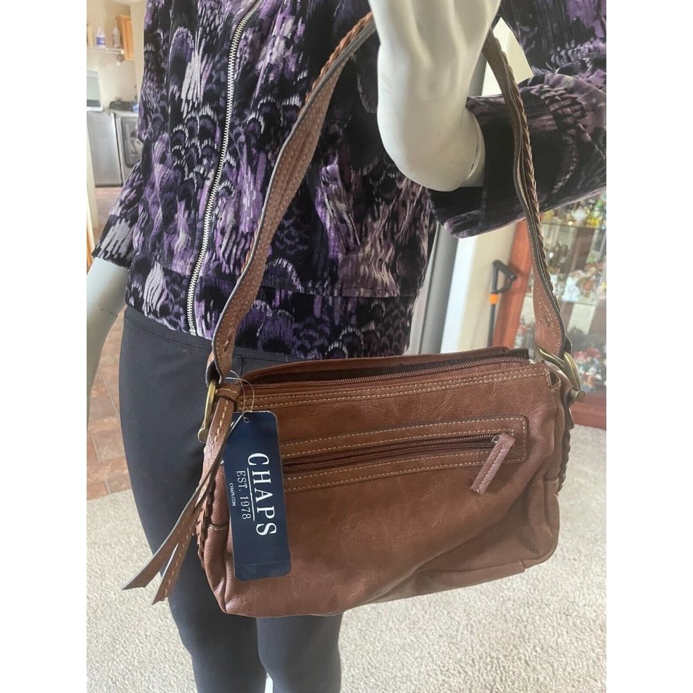 Chaps Constance Top Zip Cuoio Shoulder Bag NWT